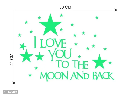 Sticker Studio Glow in The Dark I Love Moon Radium Night Glow Wall Sticker-thumb3