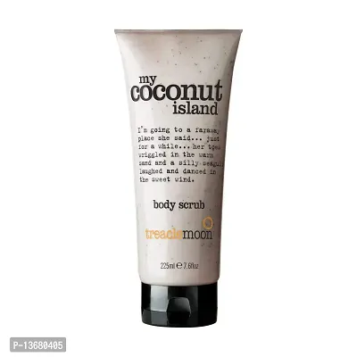 Treaclemoon My Coconut Island De-tan Body Scrub with Natural Coconut Shell Scrubby Bits| Paraben Free | Vegan Friendly - Removes Dirt & Dead Skin from Neck, Knees, Elbows & Arms for All Skin Type - 225 Ml.