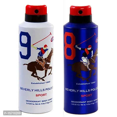 Beverly Hills Polo Club Sports No.9  No.8 Deodorant Combo Pack For Men, 175 ml
