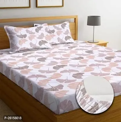 Comfortable Cotton Printed Queen Fitted Bedsheet with Pillow Covers