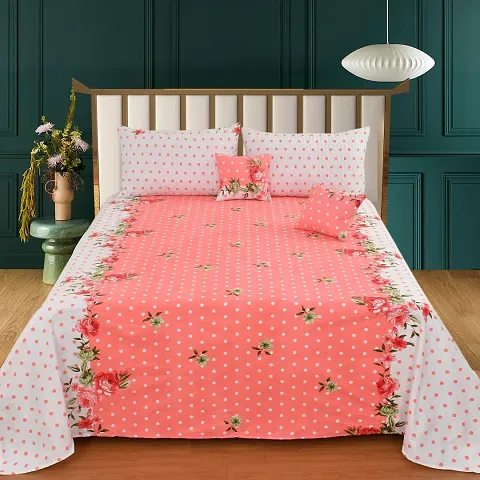 Wonderfull 5 pcs bedsheet set with 1 bedsheet, 2 pillow covers and 2 filled cushions