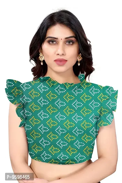 BANSARI FASHION Women's Georgette Saree with Unstitched Blouse-Piece [Green]-thumb5