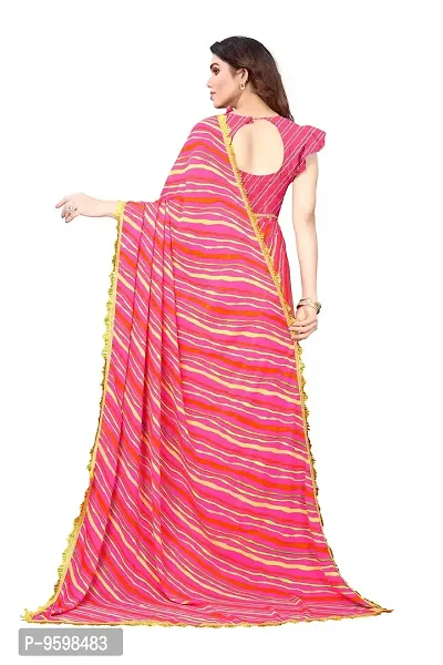 BANSARI FASHION Women's Georgette Saree with Un-stitched Blouse Piece [Pink]-thumb3