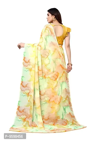 BANSARI FASHION Women's Georgette Saree with Unstitched Blouse Piece [Yellow]-thumb3