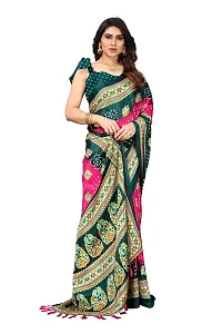 BANSARI FASHION Women's Silk Blend Saree with Unstitched Blouse Piece (Pink)-thumb3