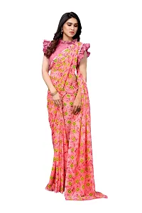 BANSARI FASHION Women's Georgette Saree with Un-stitched Blouse-Piece [Pink]-thumb3