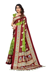 BANSARI FASHION Women's Silk Blend Saree with Unstitched Blouse Piece (Green)-thumb1