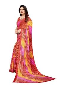 BANSARI FASHION Women's Georgette Saree with Unstitched Blouse Piece [Red.]-thumb1