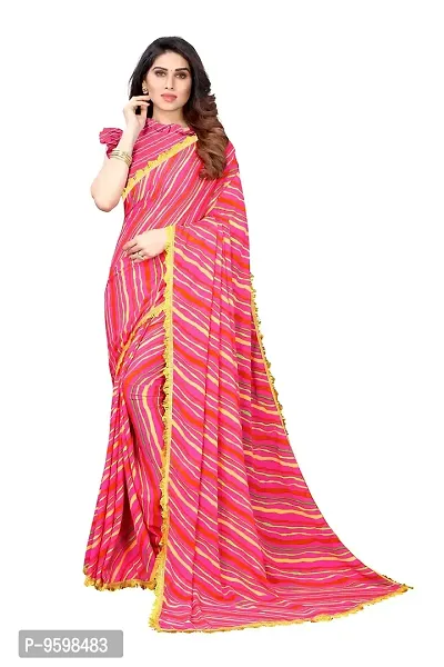 BANSARI FASHION Women's Georgette Saree with Un-stitched Blouse Piece [Pink]