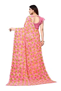 BANSARI FASHION Women's Georgette Saree with Un-stitched Blouse-Piece [Pink]-thumb2