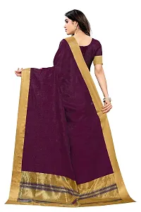 BANSARI FASHION Women's Cotton Blend Saree with Unstitched Blouse Piece (Purple).-thumb2