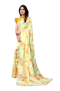 BANSARI FASHION Women's Georgette Saree with Unstitched Blouse Piece [Yellow]-thumb1