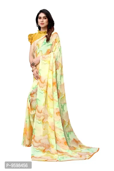 BANSARI FASHION Women's Georgette Saree with Unstitched Blouse Piece [Yellow]-thumb2