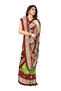 BANSARI FASHION Women's Silk Blend Saree with Unstitched Blouse Piece (Green)-thumb3