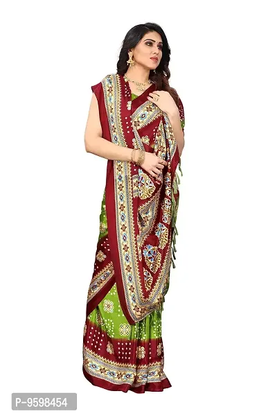 BANSARI FASHION Women's Silk Blend Saree with Unstitched Blouse Piece (Green)-thumb4