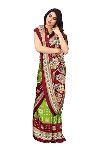 BANSARI FASHION Women's Silk Blend Saree with Unstitched Blouse Piece (Green)-thumb4