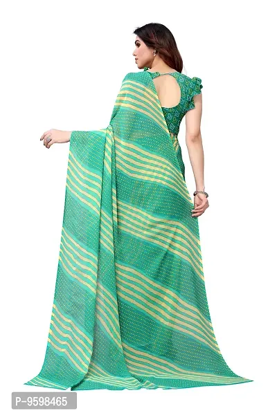 BANSARI FASHION Women's Georgette Saree with Unstitched Blouse-Piece [Green]-thumb3