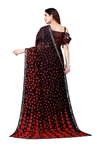 BANSARI FASHION Women's Georgette Saree with Unstitched Blouse Piece (Black & Red).-thumb3