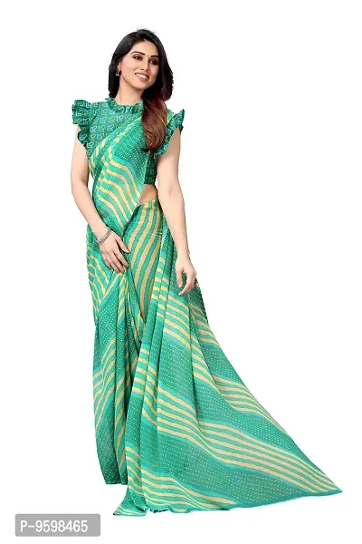 BANSARI FASHION Women's Georgette Saree with Unstitched Blouse-Piece [Green]-thumb4