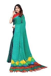 BANSARI FASHION Women's Chiffon Saree with Unstitched Blouse Piece (Rama)-thumb1