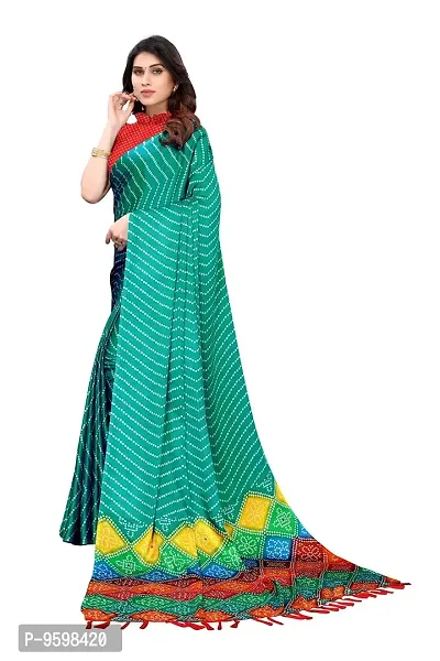 BANSARI FASHION Women's Chiffon Saree with Unstitched Blouse Piece (Rama)-thumb2