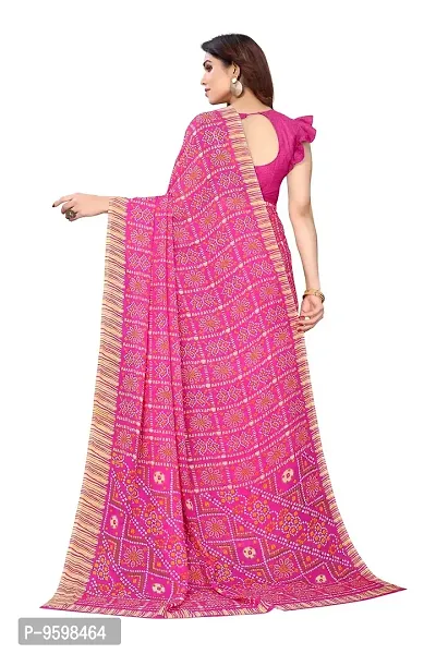 BANSARI FASHION Women's Georgette Saree with Unstitched Blouse Piece (Pink).-thumb4