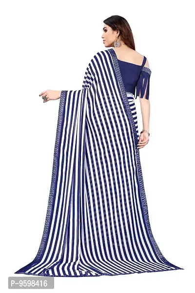 BANSARI FASHION Women's Georgette Saree with Unstitched Blouse Piece (Blue).-thumb4