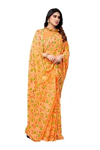 BANSARI FASHION Women's Georgette Saree with Unstitched Blouse Piece [Orange]-thumb2