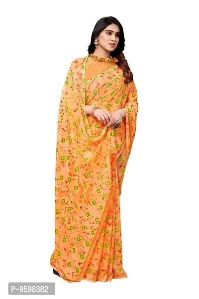 BANSARI FASHION Women's Georgette Saree with Unstitched Blouse Piece [Orange]-thumb3