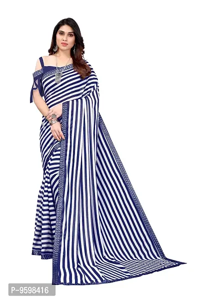 BANSARI FASHION Women's Georgette Saree with Unstitched Blouse Piece (Blue).