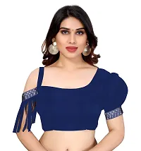 BANSARI FASHION Women's Georgette Saree with Unstitched Blouse Piece (Blue).-thumb4