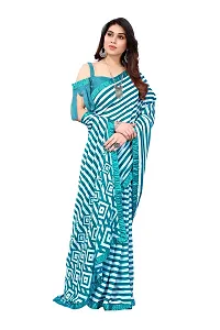 BANSARI FASHION Women's Georgette Saree with Unstitched Blouse Piece (Firozi)-thumb2