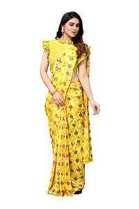 BANSARI FASHION Women's Georgette Saree with Un-stitched Blouse Piece [Yellow]-thumb3