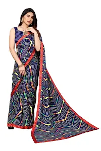 BANSARI FASHION Women's Georgette Saree with Unstitched Blouse Piece (Dark Blue)-thumb3