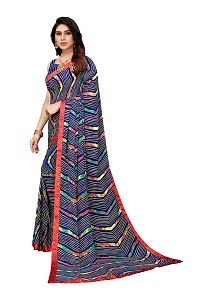 BANSARI FASHION Women's Georgette Saree with Unstitched Blouse Piece (Dark Blue)-thumb1