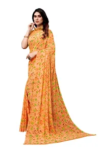 BANSARI FASHION Women's Georgette Saree with Unstitched Blouse Piece [Orange]-thumb1