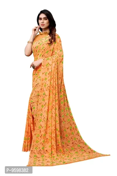 BANSARI FASHION Women's Georgette Saree with Unstitched Blouse Piece [Orange]-thumb2