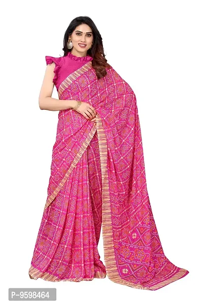 BANSARI FASHION Women's Georgette Saree with Unstitched Blouse Piece (Pink).-thumb0