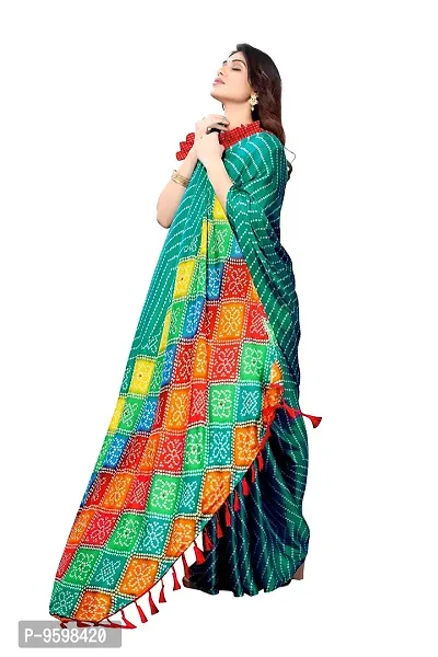 BANSARI FASHION Women's Chiffon Saree with Unstitched Blouse Piece (Rama)-thumb4