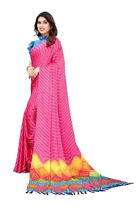 BANSARI FASHION Women's Chiffon Saree with Unstitched Blouse Piece {Pink}-thumb1