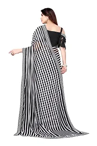 BANSARI FASHION Women's Georgette Saree with Unstitched Blouse Piece (Black & White).-thumb2