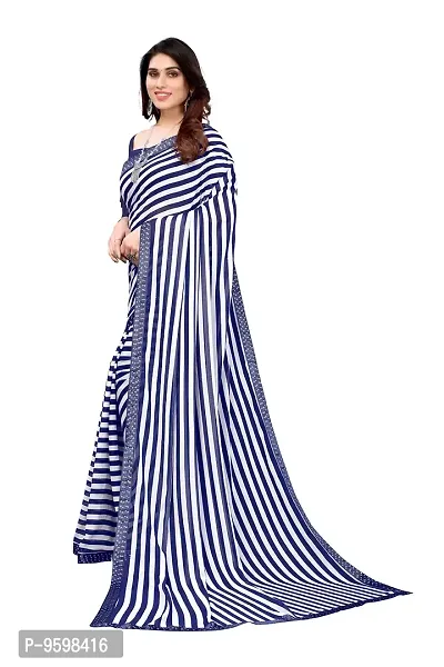 BANSARI FASHION Women's Georgette Saree with Unstitched Blouse Piece (Blue).-thumb2