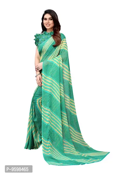 BANSARI FASHION Women's Georgette Saree with Unstitched Blouse-Piece [Green]-thumb2