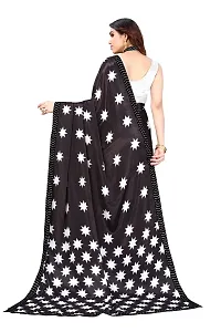 BANSARI FASHION Women's Georgette Saree with Unstitched Blouse Piece (Black & White)-thumb2