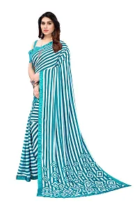 BANSARI FASHION Women's Georgette Saree with Unstitched Blouse Piece (Firozi)-thumb1