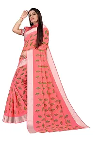 BANSARI FASHION Women's Cotton Blend Saree with Unstitched Blouse Piece (Gajri)-thumb1