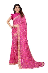 BANSARI FASHION Women's Georgette Saree with Unstitched Blouse Piece (Pink).-thumb1