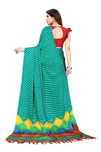 BANSARI FASHION Women's Chiffon Saree with Unstitched Blouse Piece (Rama)-thumb2