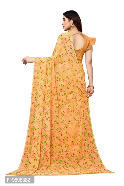 BANSARI FASHION Women's Georgette Saree with Unstitched Blouse Piece [Orange]-thumb4