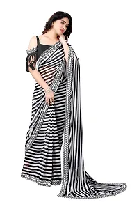 BANSARI FASHION Women's Georgette Saree with Unstitched Blouse Piece (Black & White).-thumb3